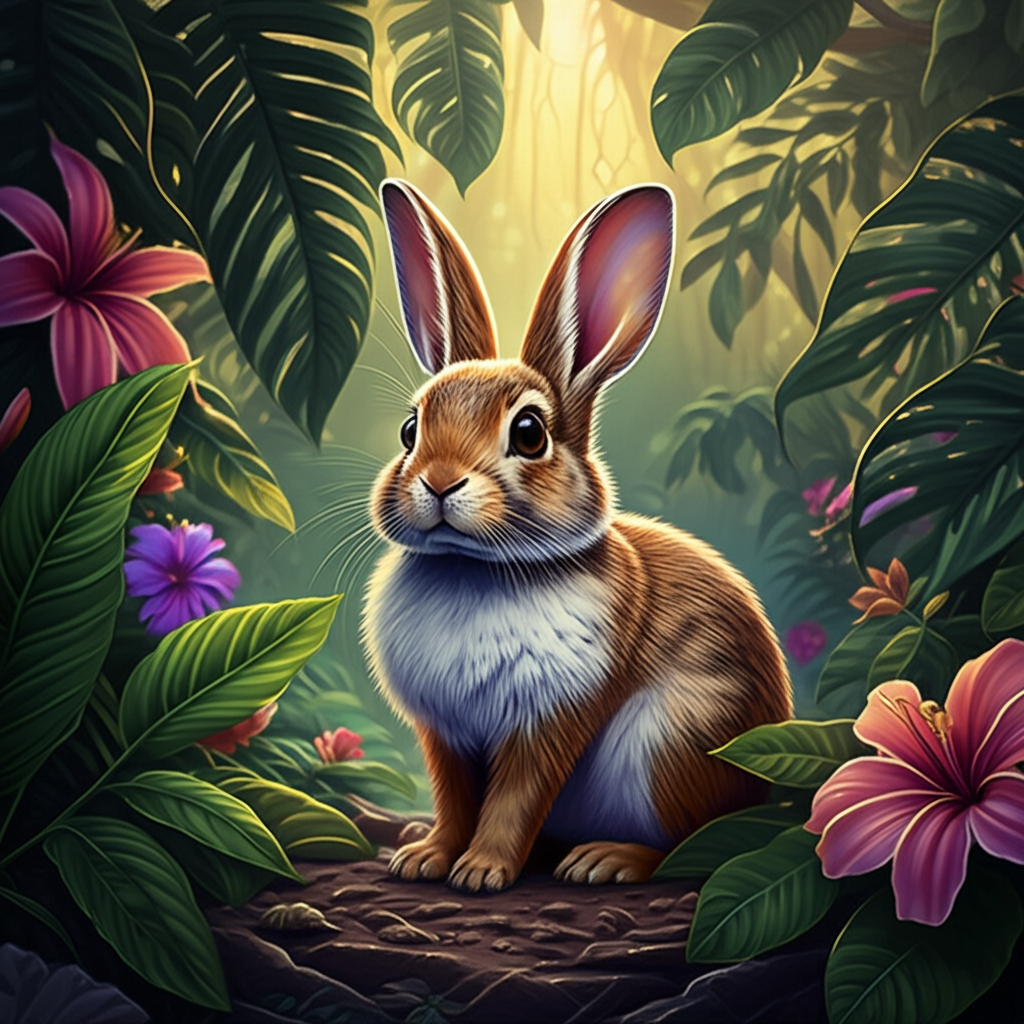 A clever rabbit in the jungle